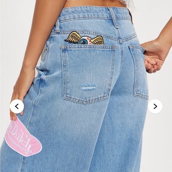 Von Dutch Eyeball Wide Leg Jeans - Light Wash NWT - Picture 4 of 16